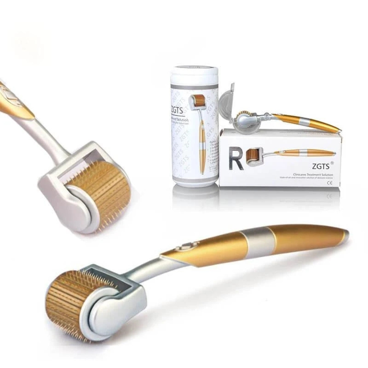 Derma roller being used on face