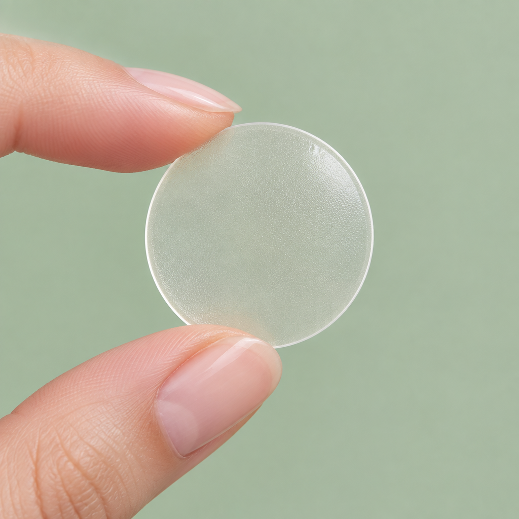 Hydrocolloid acne patches flat lay with tea tree oil
