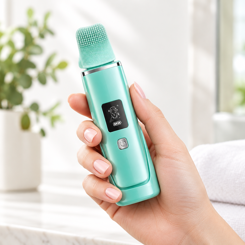 Ultrasonic facial skin scrubber lifestyle shot