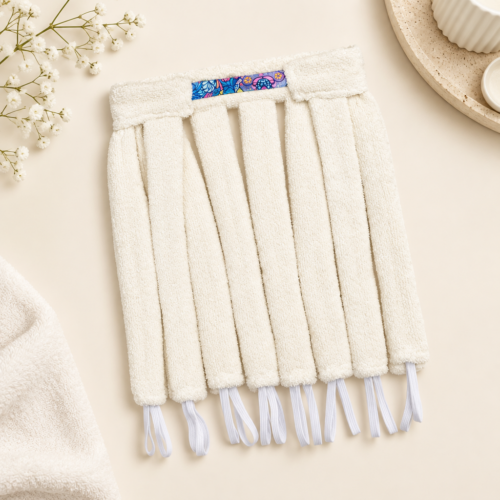 Heatless Curling Headband in White - styled flat lay